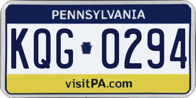 PA license plate KQG0294