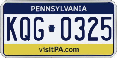 PA license plate KQG0325