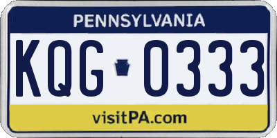PA license plate KQG0333