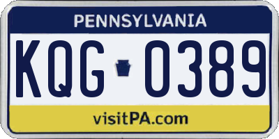 PA license plate KQG0389