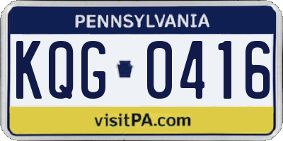 PA license plate KQG0416