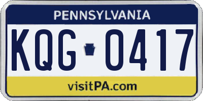 PA license plate KQG0417