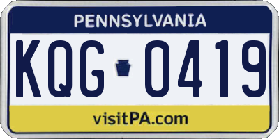 PA license plate KQG0419