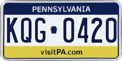 PA license plate KQG0420