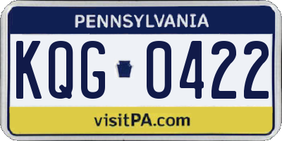 PA license plate KQG0422