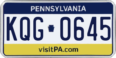 PA license plate KQG0645