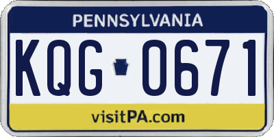 PA license plate KQG0671