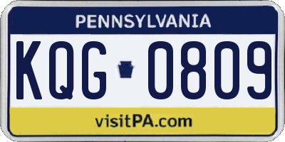 PA license plate KQG0809