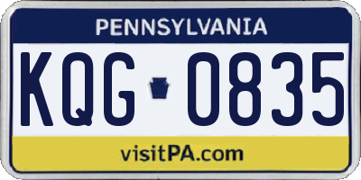 PA license plate KQG0835