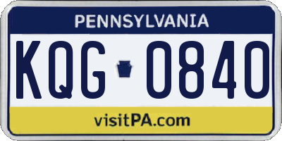 PA license plate KQG0840