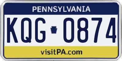 PA license plate KQG0874