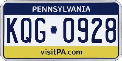 PA license plate KQG0928