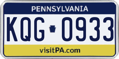 PA license plate KQG0933