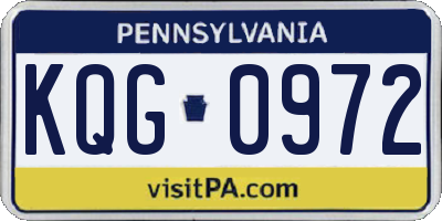 PA license plate KQG0972