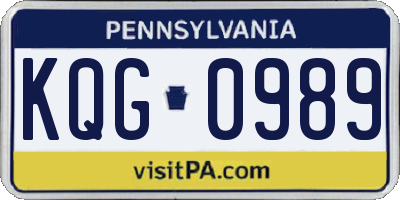 PA license plate KQG0989