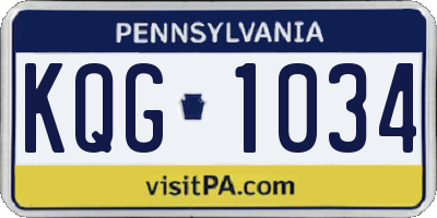 PA license plate KQG1034