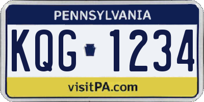 PA license plate KQG1234