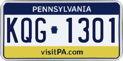 PA license plate KQG1301