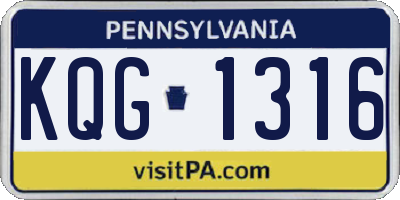 PA license plate KQG1316