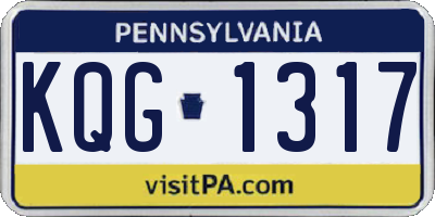 PA license plate KQG1317