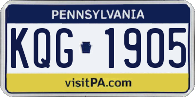 PA license plate KQG1905