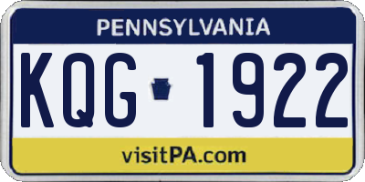 PA license plate KQG1922