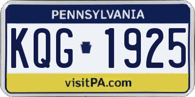 PA license plate KQG1925