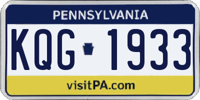 PA license plate KQG1933