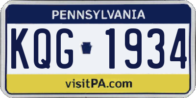 PA license plate KQG1934