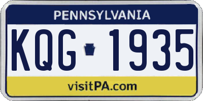 PA license plate KQG1935