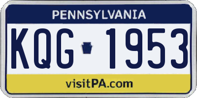 PA license plate KQG1953