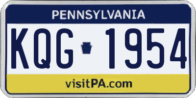 PA license plate KQG1954
