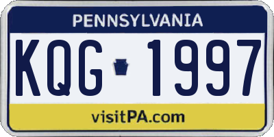 PA license plate KQG1997