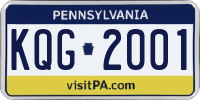 PA license plate KQG2001