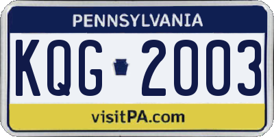 PA license plate KQG2003