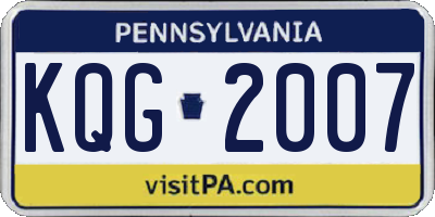 PA license plate KQG2007