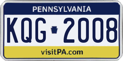 PA license plate KQG2008