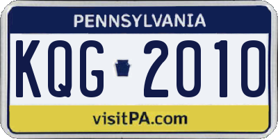 PA license plate KQG2010
