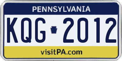 PA license plate KQG2012