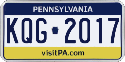 PA license plate KQG2017