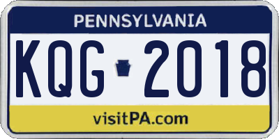 PA license plate KQG2018