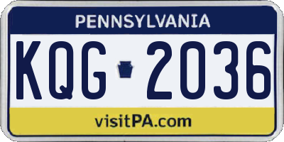 PA license plate KQG2036
