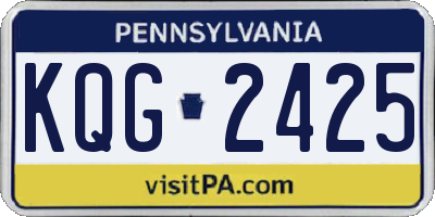 PA license plate KQG2425
