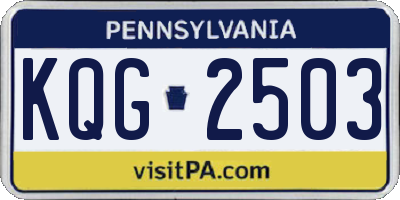 PA license plate KQG2503