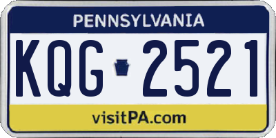 PA license plate KQG2521