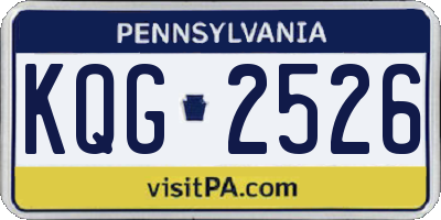 PA license plate KQG2526