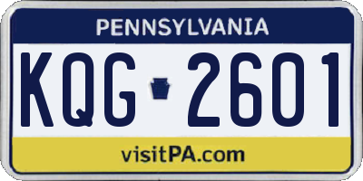 PA license plate KQG2601