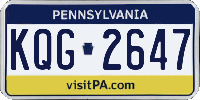 PA license plate KQG2647