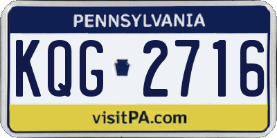 PA license plate KQG2716