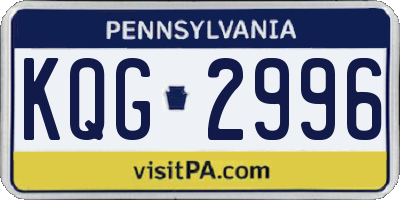PA license plate KQG2996